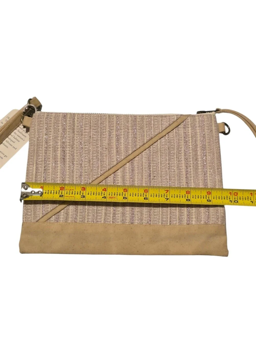 Calliope NWT Vegan Wristlet Purse Sparkly Pink Striped Handmade In Oakland,CA
